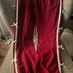 Carbon Red Pants with White Accents